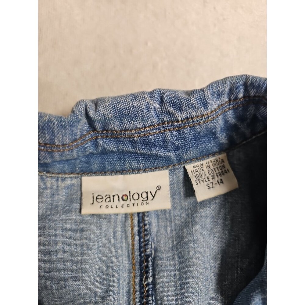 Vintage Y2K 80’s Jeanology Jean Jacket Blue Denim Embellished Beaded Size 14 - Picture 5 of 10